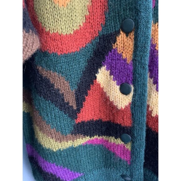 Cosa Fadini Italy Mohair Womens Sweater Cardigan Sz F/XL Multicolor Wearable Art - Picture 4 of 13